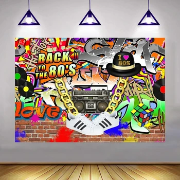 Atgal Į 80 Gimtadienis Fonas Meno Tema Disco Klasikinės Muzikos Apdailos Prekių Hip-Hop Street Grafiti Sienos Sneaker 0