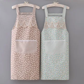 Virtuvės moterų prijuostė mados namų paprasta kepimo gėlių kombinezonai su antkrūtiniais su kišenėje nėrinių prijuostė kepimo priedai 0