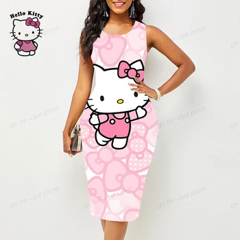Seksualus Hello Kitty Spausdinti Diržas Suknelė Vakare Šalies Bodycon Suknelė Vasaros Trumpa Suknelė Moterims Stora Klubo Mini Suknelė Clubwear