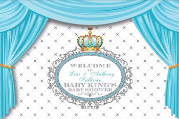 Custom Baby shower Mėlyna princui Berniukai Užuolaidos backdrops Aukštos kokybės Kompiuteris spausdinti gimtadienio fone
