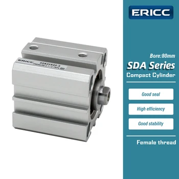 SDA80 serijos dvigubo veikimo pneumatinių cilindrų kompaktiškas oro kuro sąnaudos 80 mm 5 10 15 20 25 30 35 40 45 50 55~100 mm strok