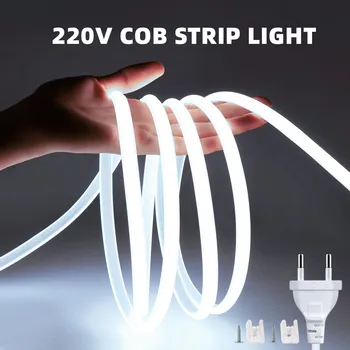 5m-30m aukščio Šviesos LED Juostelė Lempa 220V/110V Vandeniui COB Diodų Juostos, Led Šviesos Virtuvėje Po Spinta Kabineto Backligh