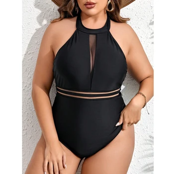 Plius Dydžio Seksualus Push-Up maudymosi kostiumėlį vientisi maudymosi Kostiumėliai Moterims 2024 Black Maudymosi Kostiumą Dygsnio Išsamiai Vienas gabalus Plaukimo Kostiumas