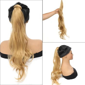 Plaukai surišti į uodegą peruką Moterų pompadour perukas gabalas patraukti entrain vidutinio ilgio kriaušės formos plaukų, didelių bangų nerijos imituoja Natūralių plaukų 1
