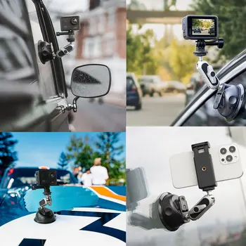 360 Pasukti Aliuminio Telefonas Veiksmų Kameros Laikiklio siurbtuką 1/4 Varžtas Telefono Turėtojas GoPro Insta360 Veiksmų Išmanųjį telefoną 4