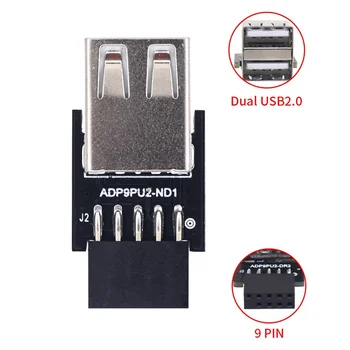9Pin 1 Port USB Adapteris Jungtis, PC Vidaus Plokštė 9Pin, kad USB2.0 Tipas Moteris Konverteris Stalinį Kompiuterį 5